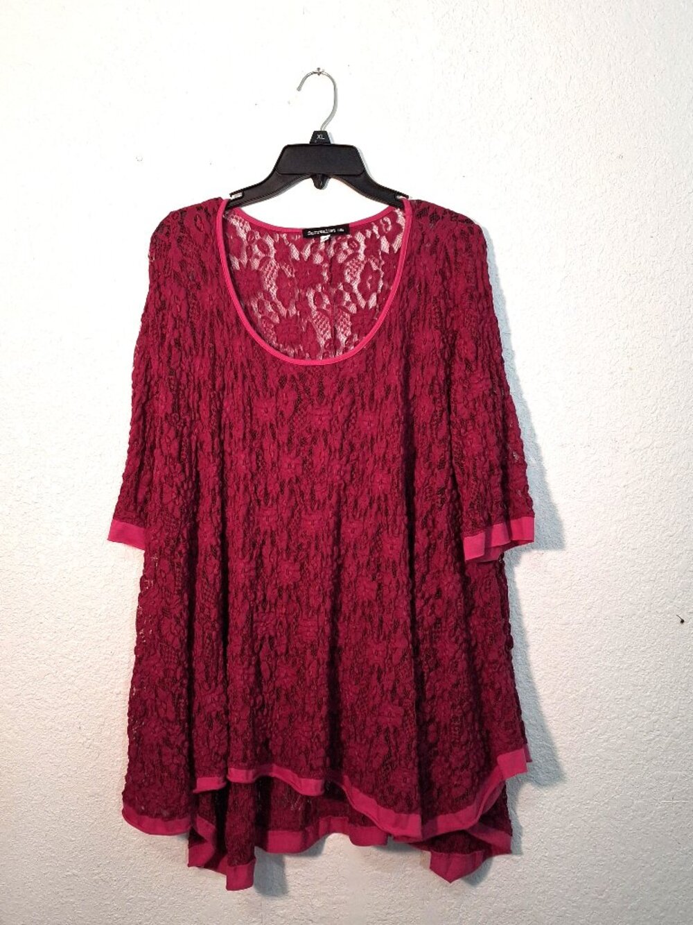 Surrealist USA Lace Tunic Top – Size 2 (XL/XXL), Dark Rose Pink